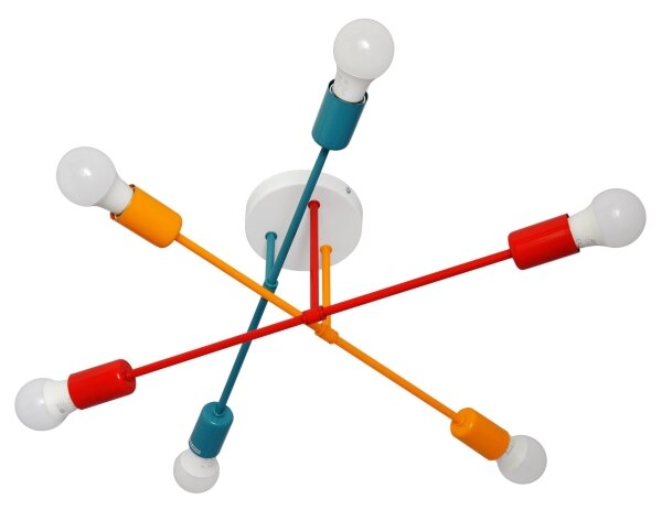 Повърхностен полилей CAMBRIDGE 6xE27/20W/230V син/червен/оранжев