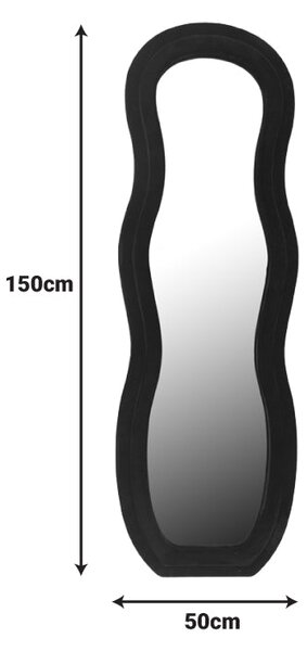 Огледало Glinde velvet в черен цвят 90x3.5x150см