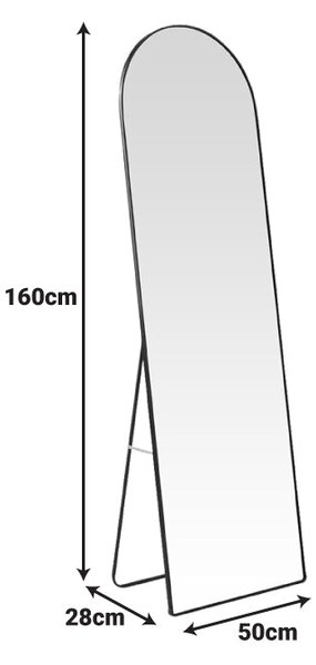 Алуминиево огледало Plaza в черен абажур 50x28x160см