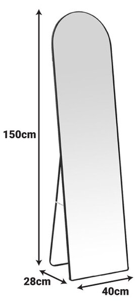 Алуминиево огледало Plaza в бял нюанс 40x28x150см