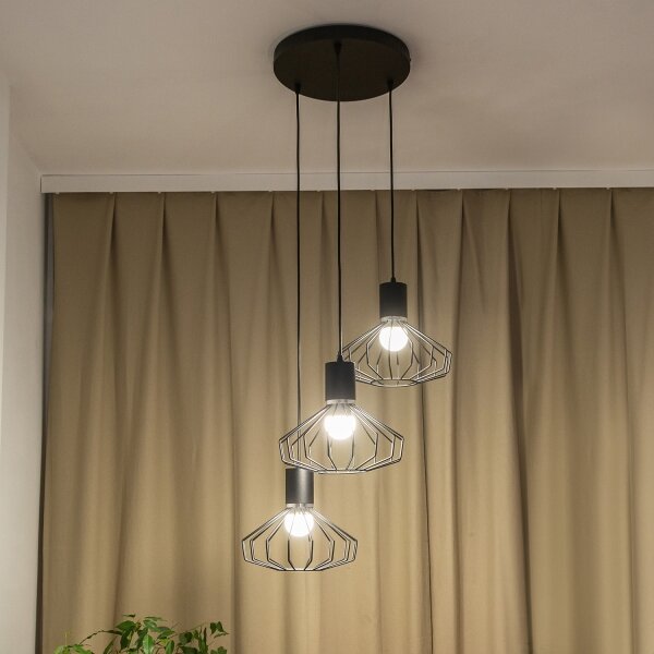 Полилей на кабел SOLANO 3xE27/15W/230V черен/лъскав хром
