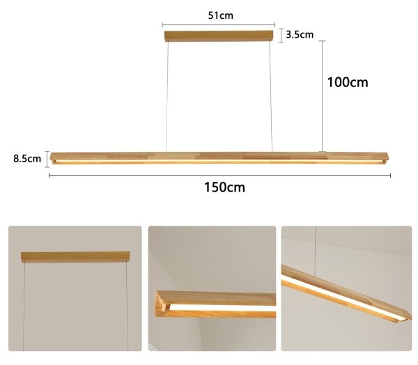 Brilagi - LED полилей на кабел UMEA WOOD LED/40W/230V 150 cm дърво