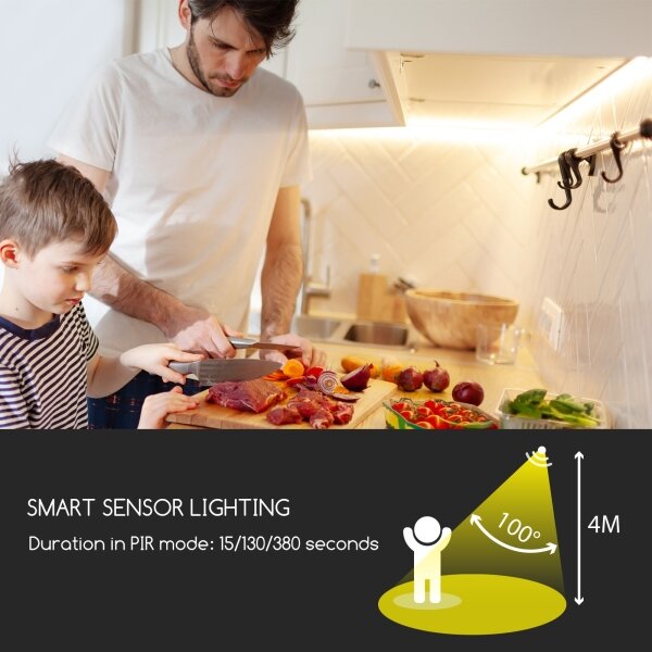 Aigostar - LED лента с димер и сензор 1м LED/2W/4xAAA 3000K IP65
