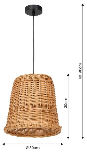 Висящ полилей VIMINI 1xE27/40W/230V ратан