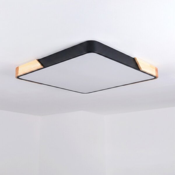 Brilagi - димируемо LED осветително тяло PILANA LED/60W/230V дъб/черно 56x56 cm + дистанционно управление
