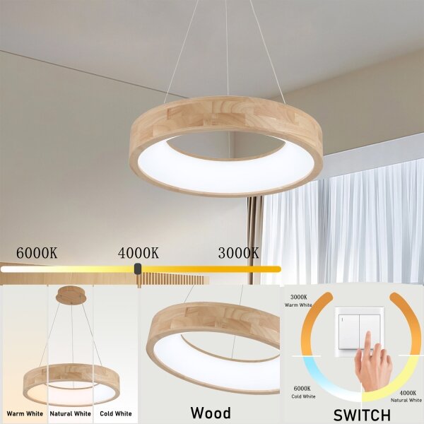 Brilagi -LED полилей на кабел FALCON WOOD LED/30W/230V 3000/4000/6000K 45 cm дърво