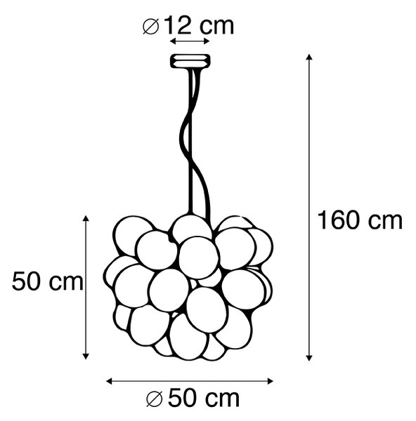 Дизайнерска висяща лампа черна с димно стъкло 8-светлини - Uvas