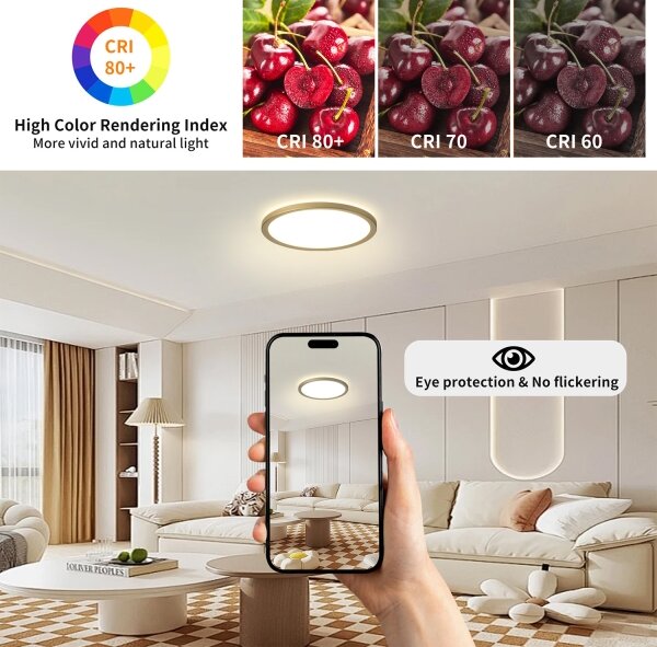 Brilagi - LED осветително тяло за баня ULTRA SLIM LED/12W/230V Ø 22,5 см златисто IP54
