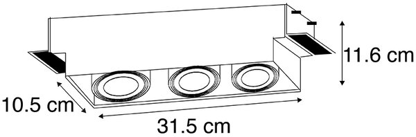 Вдлъбнато петно в черен цвят, въртящ се и накланящ се 3-light - Oneon 3