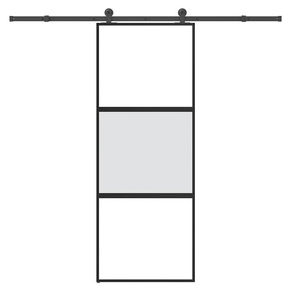 VidaXL Плъзгаща се врата с обков 76x205 см Закалено стъкло&Алуминий