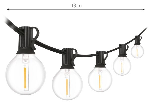 Brilagi - LED външна декоративна гирлянда GIRLANDA 18xE12 13m черна IP44 топла бяла светлина