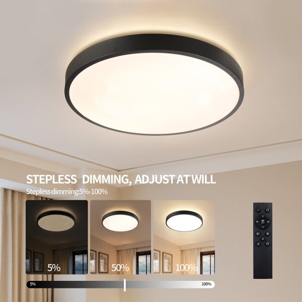 Brilagi - Димируемо LED осветително тяло GLASS POOL DOUBLE LED/80W/230V 60 см черно + дистанционно управление
