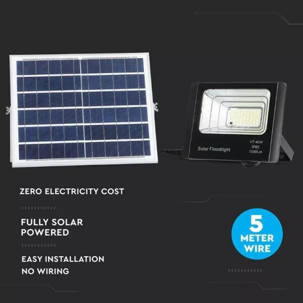 LED соларен прожектор 16W, 4000K, IP65, димер, с DO