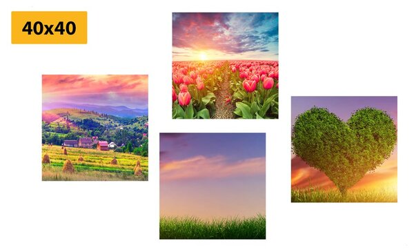 Комплект картини – Природа в пастелни цветове