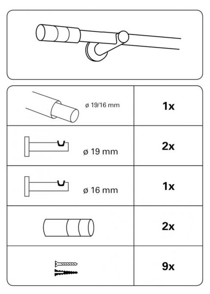 КОРНИЗ ТЕЛЕСКОПИЧЕН 120-210СМ КАМЕННО СИВО