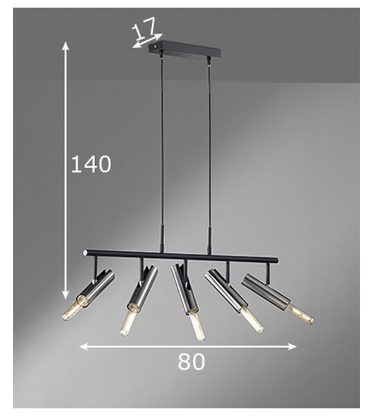 Fischer & Honsel 60369 - Висящ полилей DEAN 5xE27/25W/230V