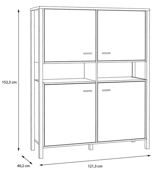 ВИТРИНА ХАЙ РОК 121,3/40,2/152,3 СМ