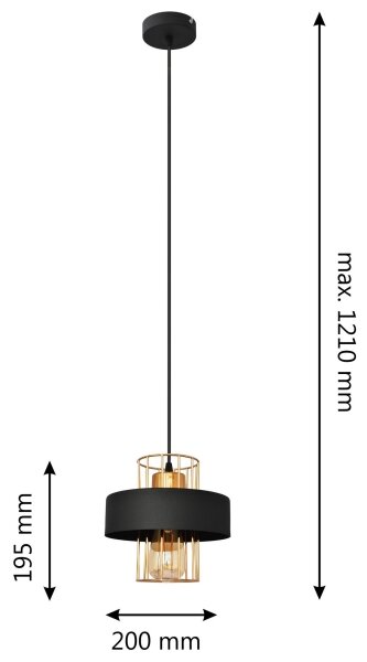 Висящ полилей VOLTA 1xE27/60W/230V черен/златист