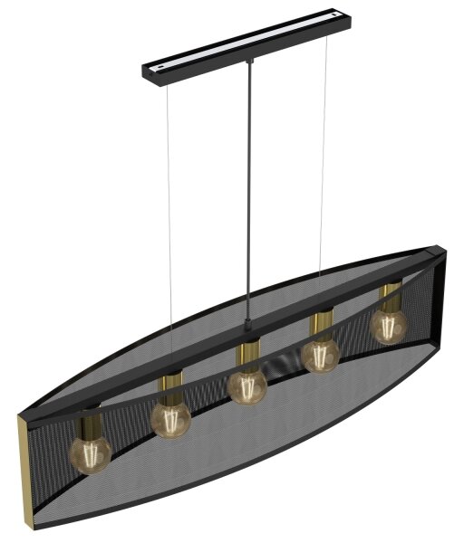 Висящ полилей KAGA 5xE27/60W/230V черен/златист