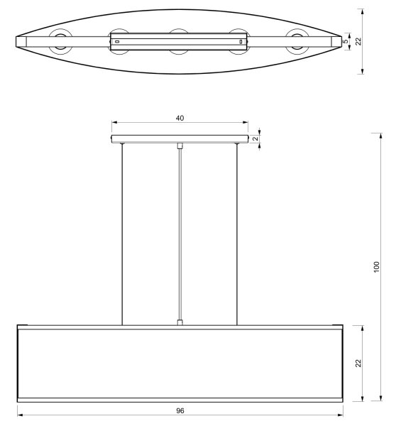 Висящ полилей KAGA 5xE27/60W/230V черен/златист