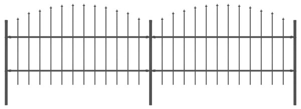 Sonata Градинска ограда с пики, стомана, (0,75-1)x3,4 м, черна