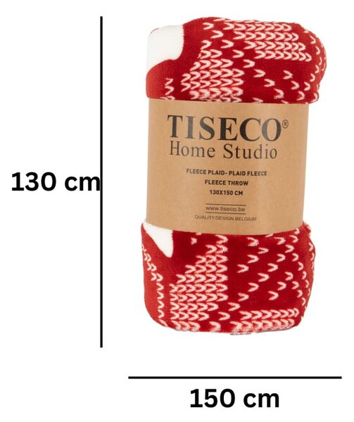 Червено одеяло с коледен мотив от шерпа 130x150 cm – Tiseco Home Studio