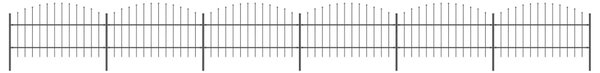 Sonata Градинска ограда с пики, стомана, (0,75-1)x10,2 м, черна