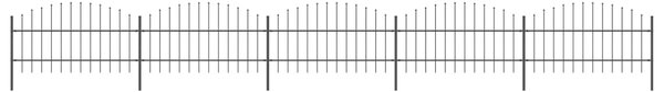 Sonata Градинска ограда с пики, стомана, (0,75-1)x8,5 м, черна