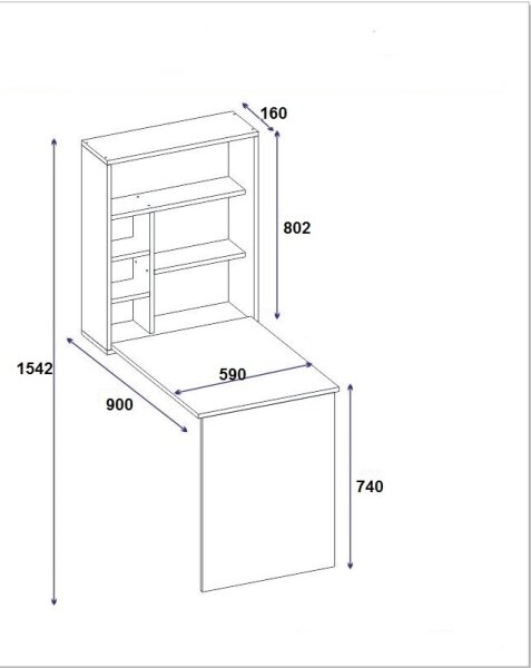 Работна маса с етажерка SEDIR 154,2x90 cм бяла