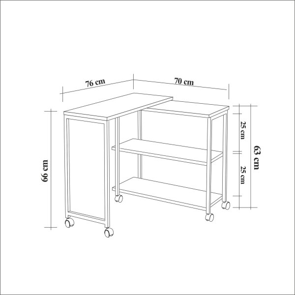 Помощна масичка MELIN 63x70 cм кафява/черна