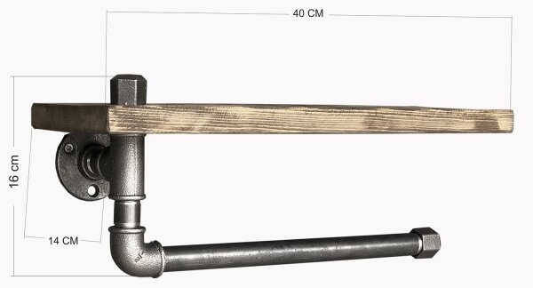 Етажерка със закачалка за кърпа BORURAF 16x40 cм смърч/черна