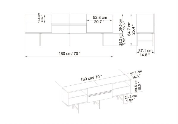 TV шкаф DERIN 64,7x180 cм бял