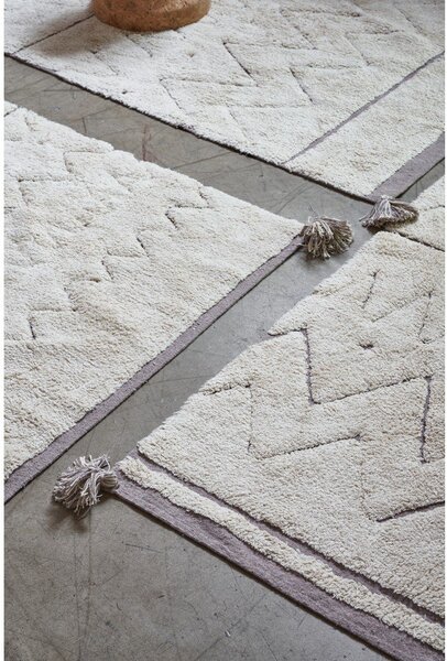 Кремав ръчно изработен памучен килим подходящ за пране 90x130 cm Azteca – Lorena Canals