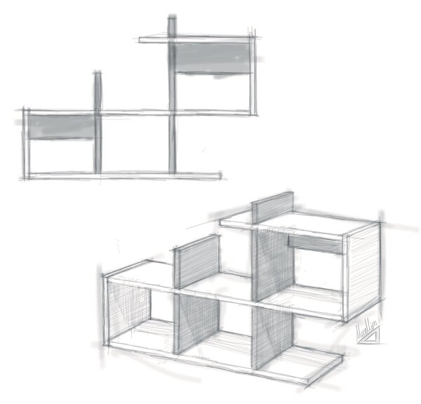 Етажерка LAGOMOOD 59,6x97,2 cм бяла/бежова