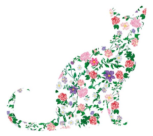 Тапет – Котка от цветя