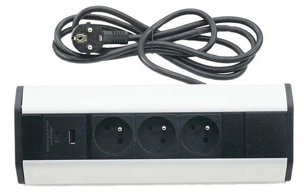 Ъглов контакт 3x 230V + USB-A 3,1A + USB-C 15,5W 230V