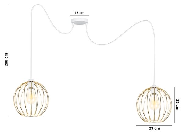 Висящ полилей MATT 2xE27/60W/230V бял/златист