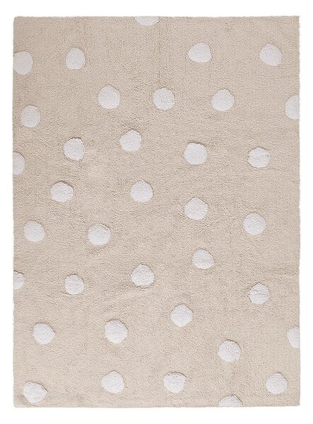 Бежов ръчно изработен памучен детски килим подходящ за пране 120x160 cm Polka Dots Beige – Lorena Canals