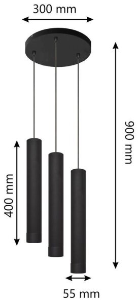 LED Висящ полилей TUBA 3xGU10/4,8W/230V черен