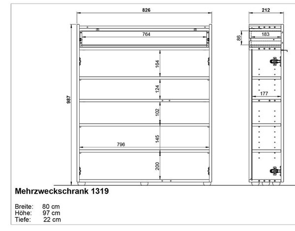 Кремаво матово шкафче 83x99x22 cm Ameca – Germania