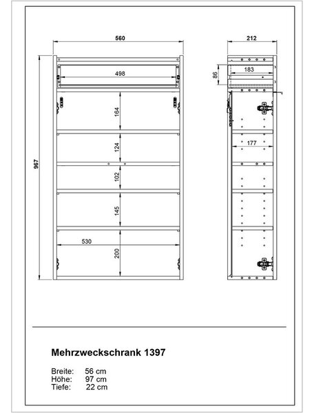 Кремаво висящо шкафче 56x97x22 cm Ameca – Germania