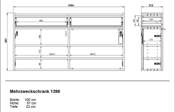 Кремаво висящо шкафче 110x57x22 cm Ameca – Germania