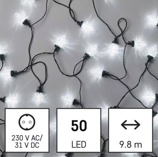 LED Външна гирлянда 50xLED/8 функции 14,8 m IP44 студено бяло