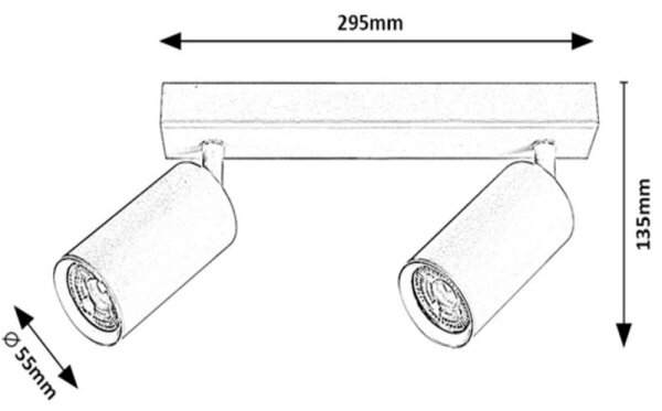 Rabalux 2085 - Таванен спот SOLO 2xGU10/25W/230V черен