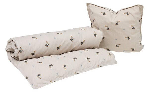 Светлосиво памучно детско спално бельо за детско креватче 70x100 cm Toucan – OYOY Mini
