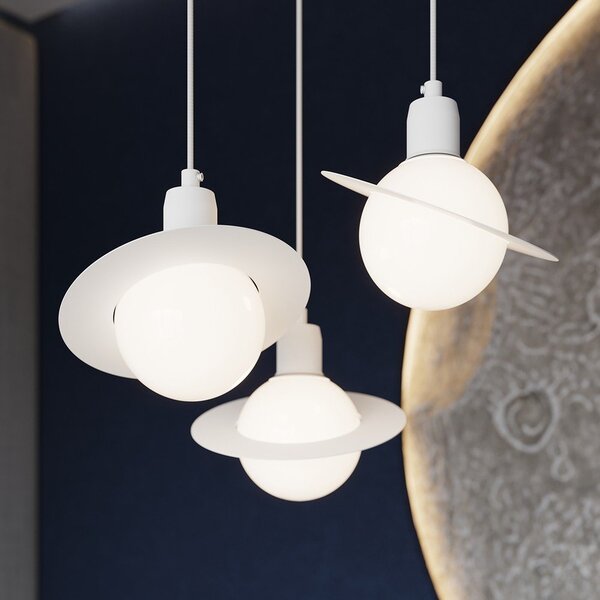 Бял детски полилей със стъклен абажур ø 20 cm Mab – Sollux