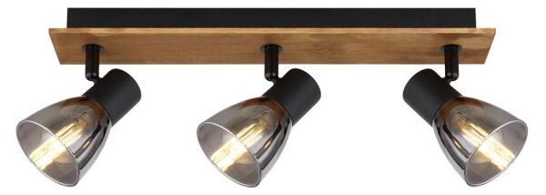 Globo 54307-3W - Спот CLAUDE 3xE14/40W/230V черен/дървен