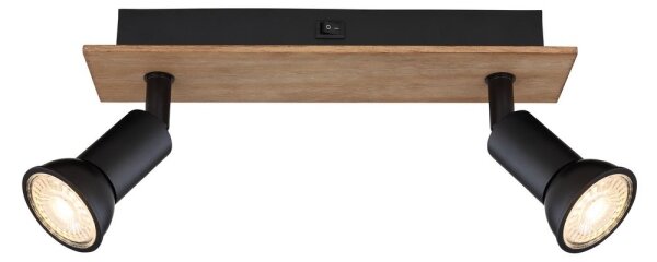Globo 57998-2W - Спот DREW 2xGU10/35W/230V дървен/черен