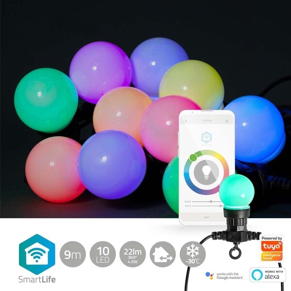 Nedis WIFILP03C10 - LED RGB Декоративни лампички 10xLED 12м IP65 Wi-Fi Tuya