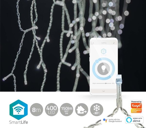 Nedis WIFILXC03W400 - LED Коледна завеса 400xLED/8 функции 11м IP65 Wi-Fi Tuya